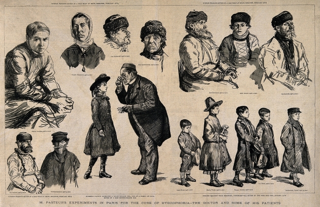 Гравюра «Луи Пастер и его пациенты, зараженные бешенством»  1886