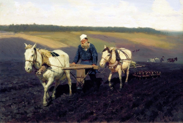 Илья Репин. Пахарь Л.Н.Толстой на пашне. 1887