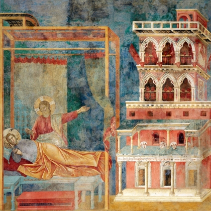 Джотто. Сон о дворце (житие св. Франциска в  28 фресках в верхней Церкви базилики Сан-Франческо в Ассизи). 1290-е
