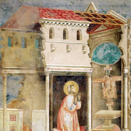 Джотто. Видение распятия (житие св. Франциска в  28 фресках в верхней Церкви базилики Сан-Франческо в Ассизи). 1290-е