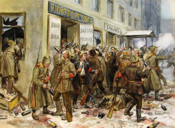 Иван Владимиров. Погром винного магазина. 1918