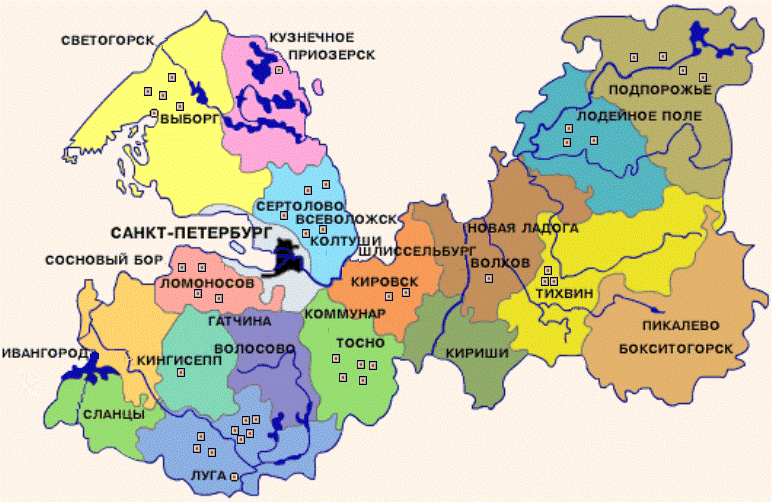 Карта кировского района ленинградской области с городами и поселками подробная