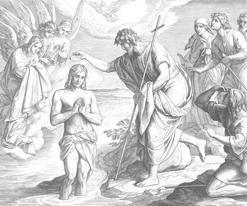 Юлиус Шнорр фон Карольсфельд. Крещение Иисуса Христа. 1850-1860. Гравюра по дереву