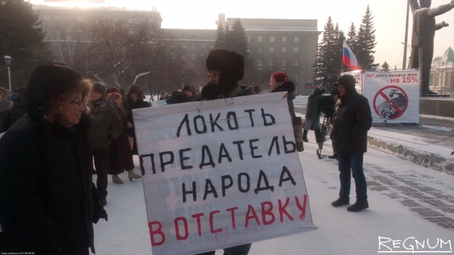 Митинг против роста тарифов на услуги ЖКХ в Новосибирске 28 января 2017 года
