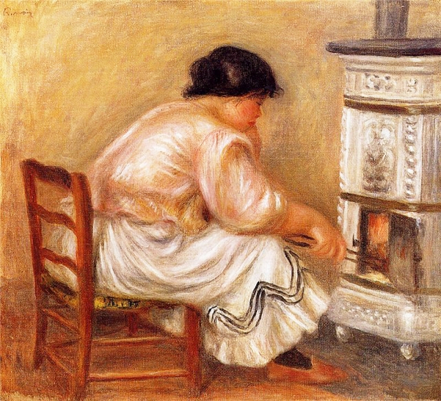 Пьер Огюст Ренуар. Женщина, разжигающая печь. 1912