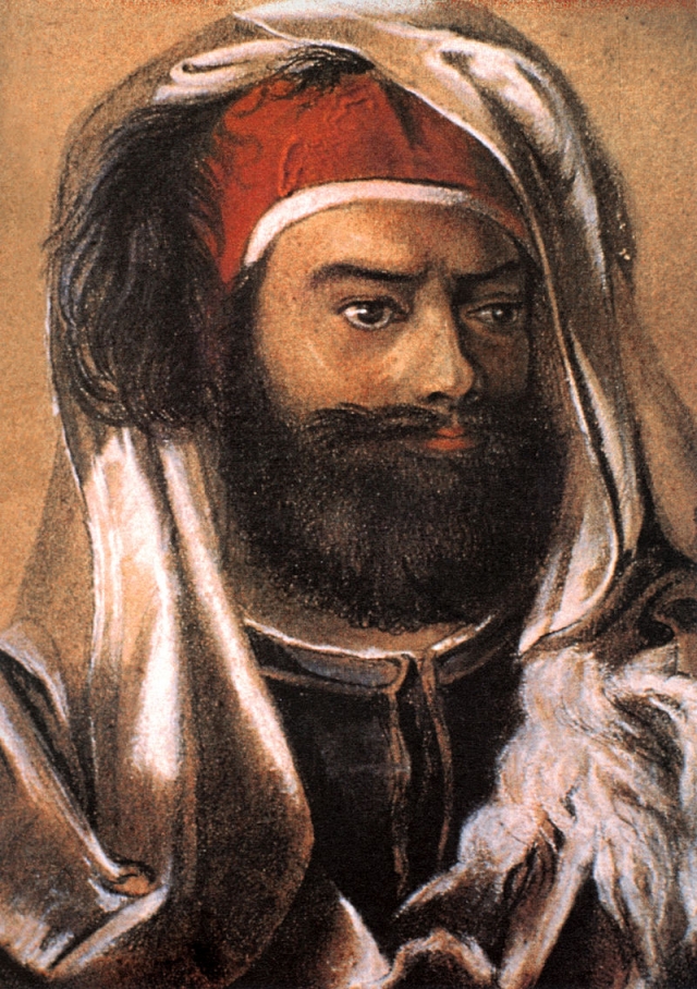 Жан-Франсуа Шампольон в арабском костюме во время франко-тосканской экспедиции. Рисунок Джузеппе Анджелелли