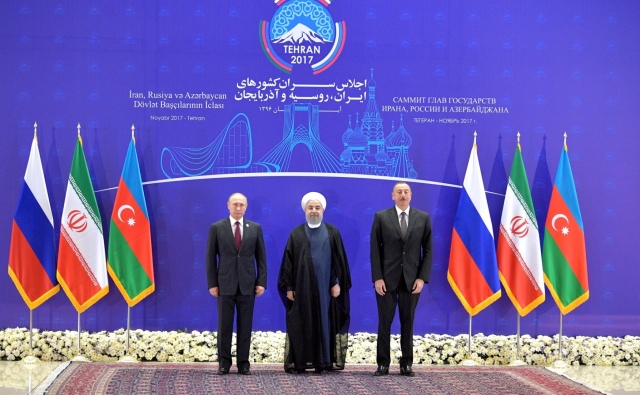 Владимир Путин, Хасан Рухани, Ильхам Алиев. Тегеран. 2017