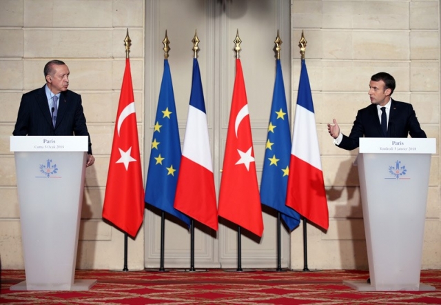 Встреча Тайипf Эрдогана и Эммануэля Макрона в Париже. 2017