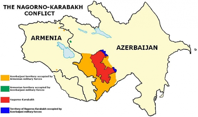 Карта армяно-азербайджанского конфликта в Нагорном Карабахе