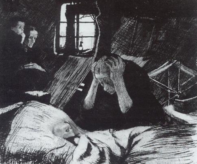 Кете Кольвиц. Нужда (фрагмент). 1893-1894