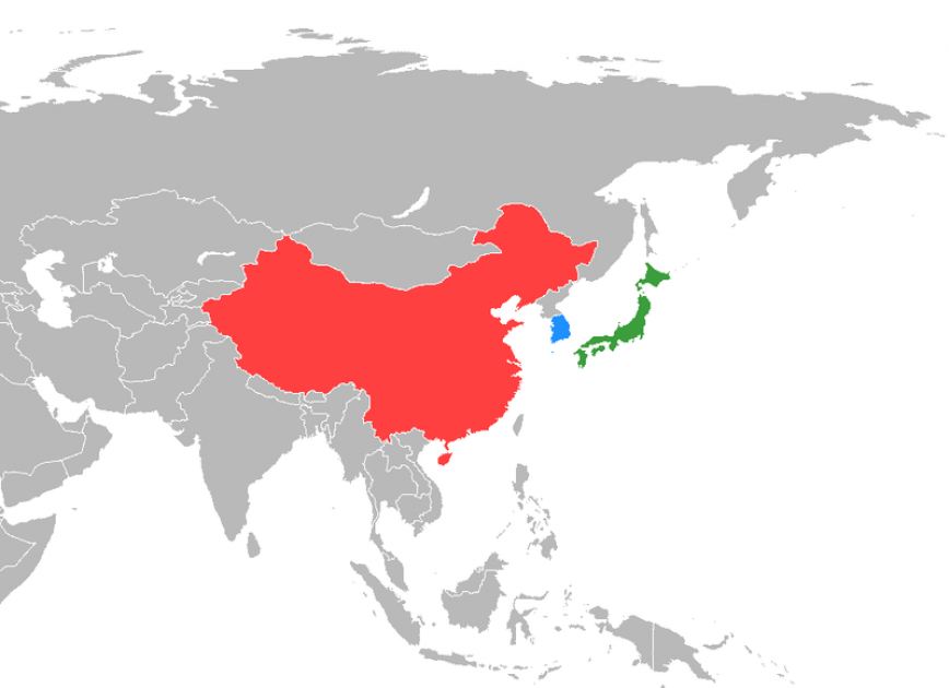 Карта китая кореи