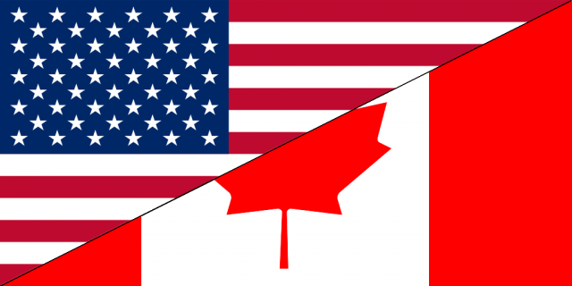 Флаги США и Канады