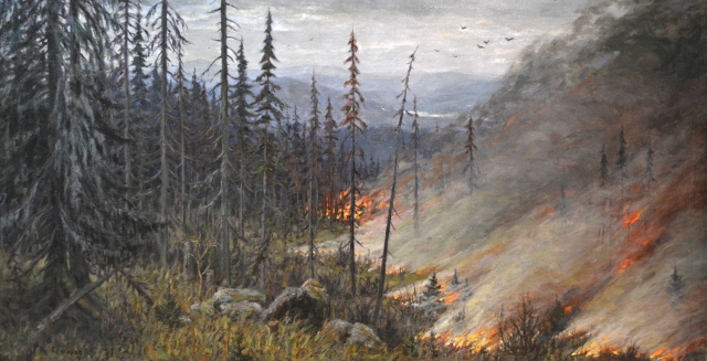 Иван Слюсарев. Лесной пожар. 1947