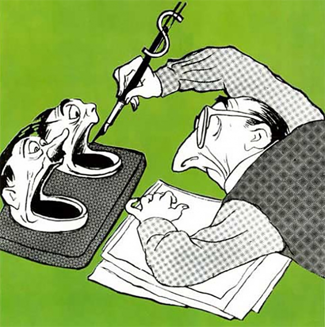 Кукрыниксы. Чернильный прибор заокеанского клеветника. 1957