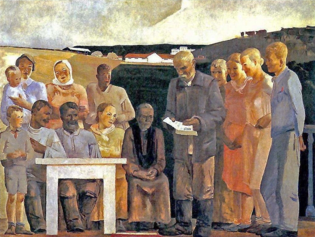 Александр Дейнека. Беседа колхозной бригады. 1934