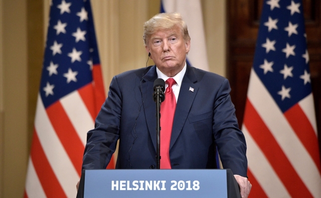 Дональд Трамп на пресс-конференции в Хелльсенки. 2018