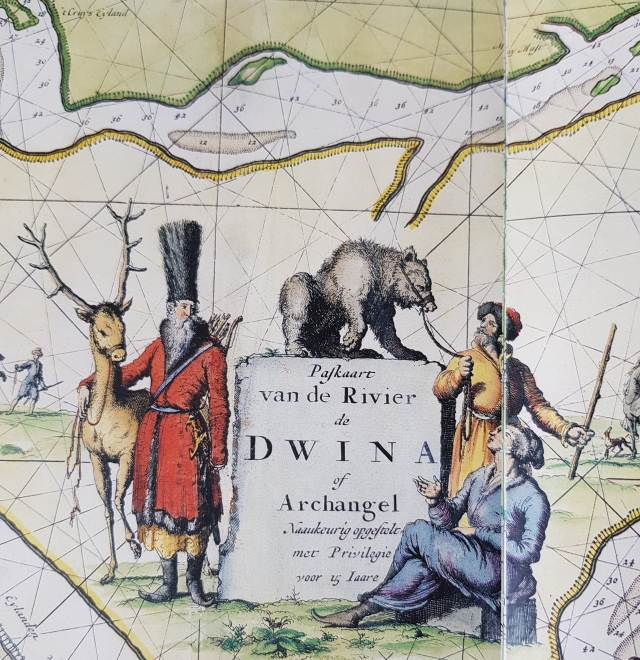 Картуш с обитателями Архангельского Севера. Карта Иоанна ван Келена. 1680-е годы