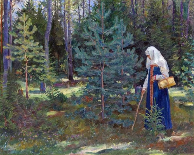 Сергей Виноградов. Сбор грибов в лесу. 1927 