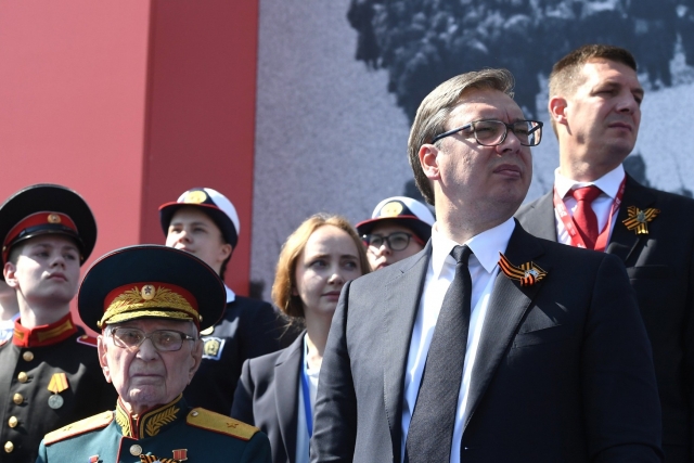 Президент Сербии Александр Вучич на военном параде в ознаменование 75-й годовщины Победы в Великой Отечественной войне 