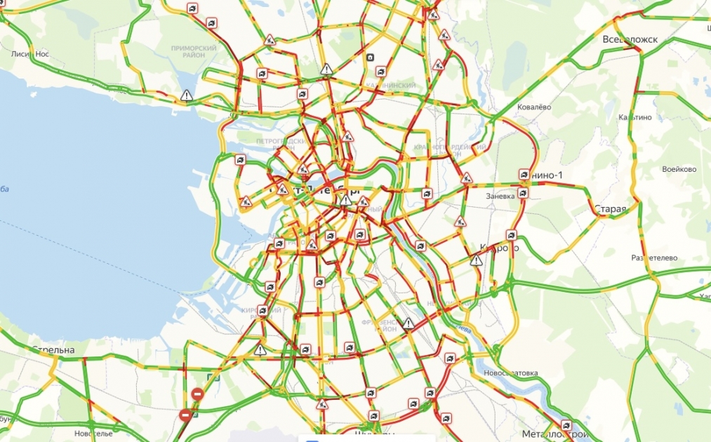 Пробки в Санкт-Петербурге — Яндекс Карты