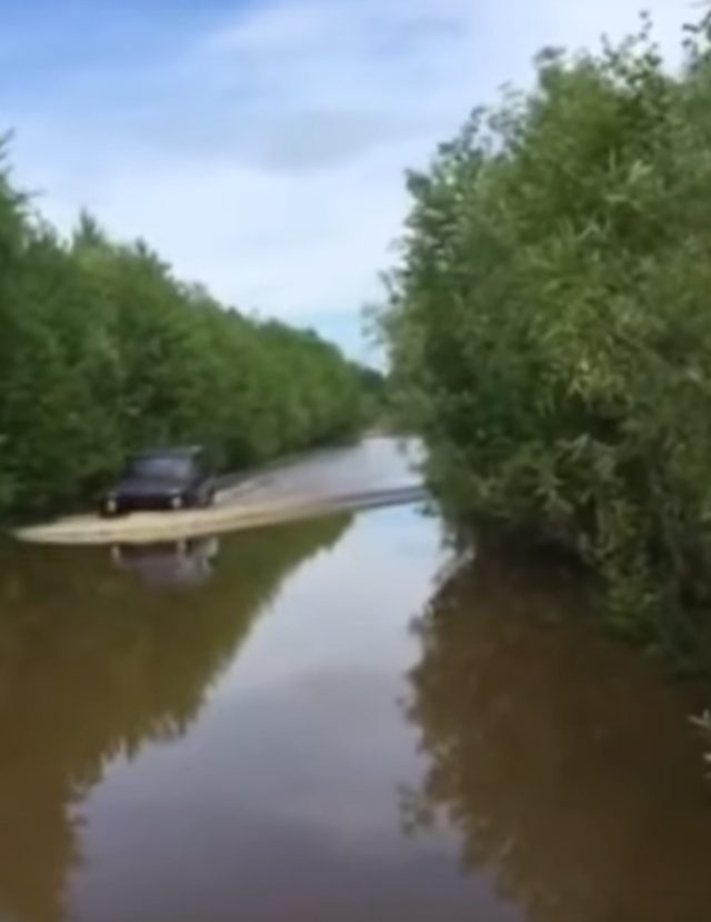 Путину пожаловались на затопленную дорогу в Лесосибирске
