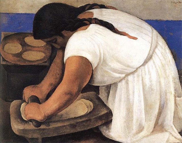 Диего Ривера. Женщина, раскатыающая кукурузное тесто. 1924