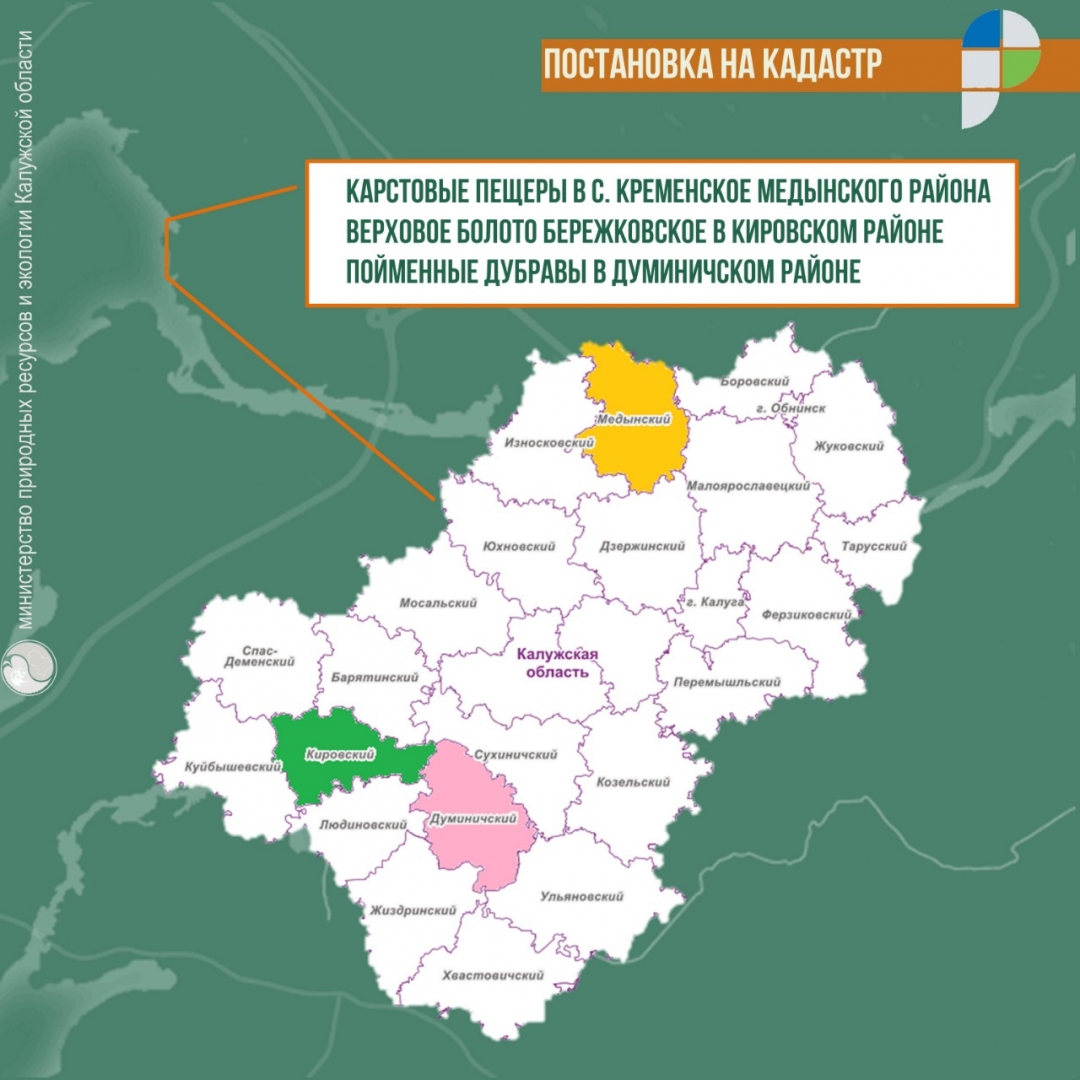 На кадастровой карте Калужской области появились новые памятники природы