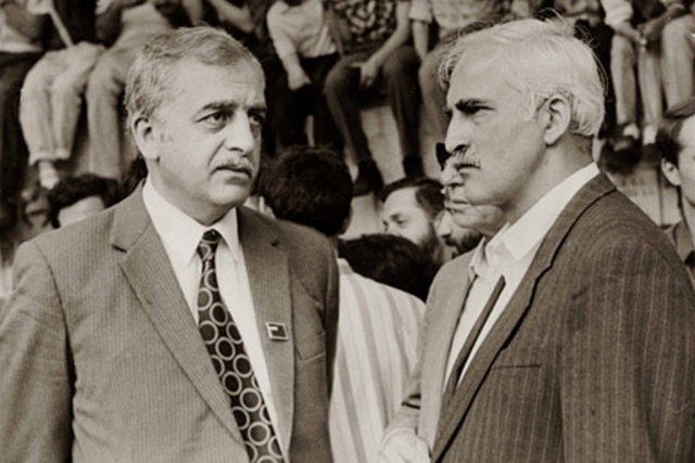 Лидеры грузинского национального движения Звиад Гамсахурдия и Мераб Костава. Тбилиси, 1988