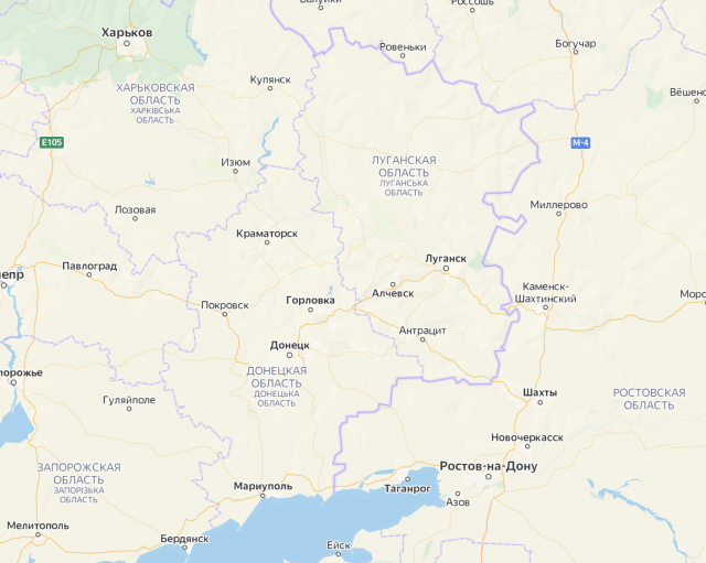 ЛНР и ДНР на Яндекс.Картах