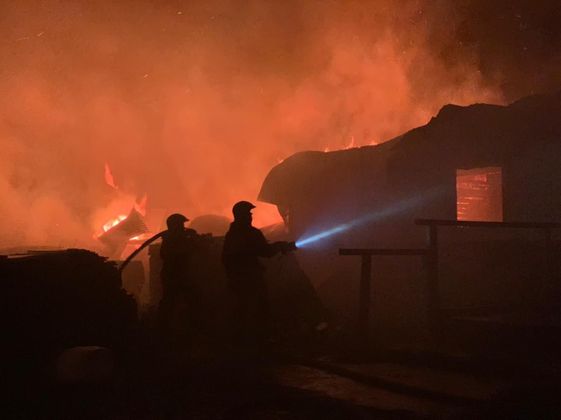 Пожар на деревообрабатывающем предприятии в Красноярском крае