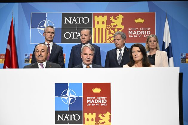 Представители Турции, Швеции и Финляндии на саммите НАТО в Мадриде