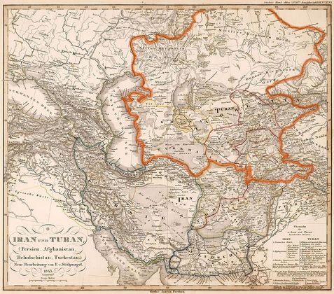 Немецкая «Карта Ирана и Турана», датированная 1850 годом