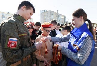 Акция «Георгиевская лента» на Мамаевом кургане в Иваново